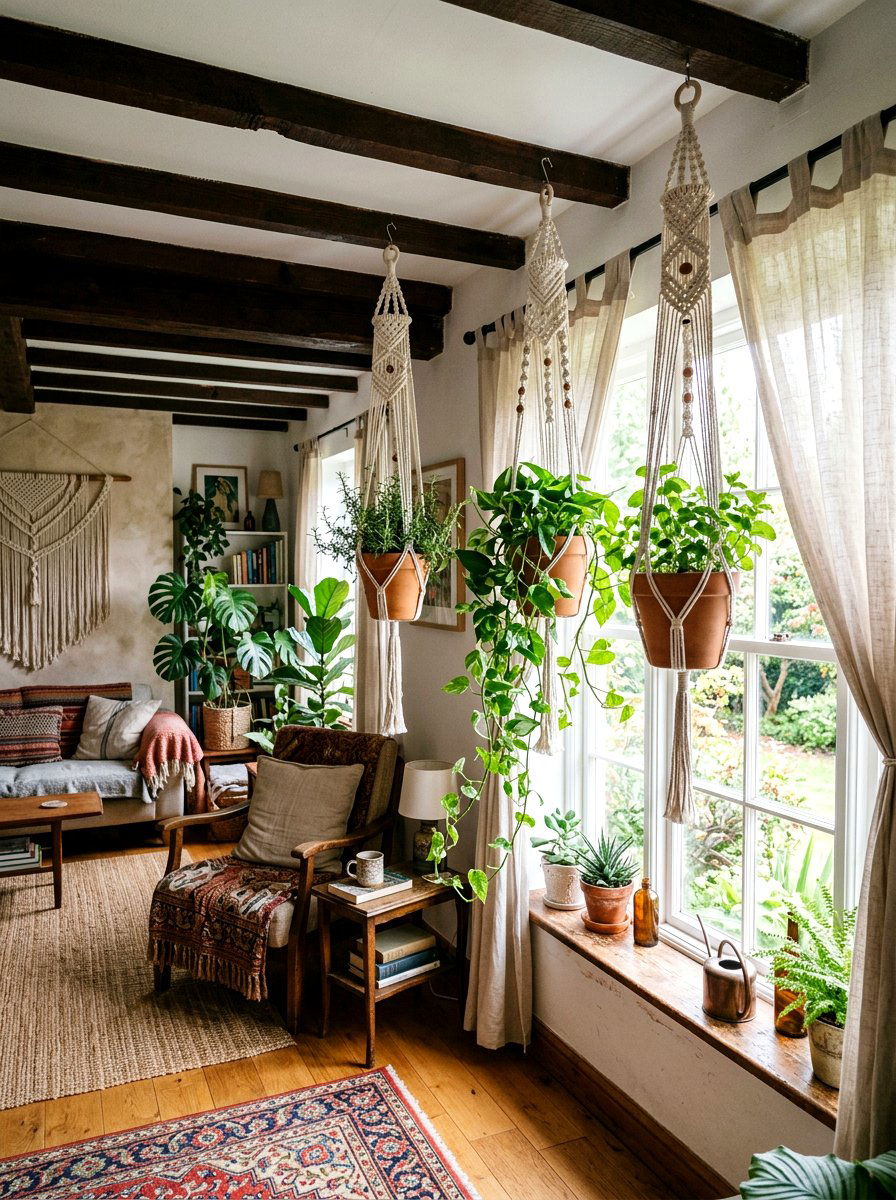 Hanging Macrame Herb Pots - 25 Spring Herb Decor Ideas