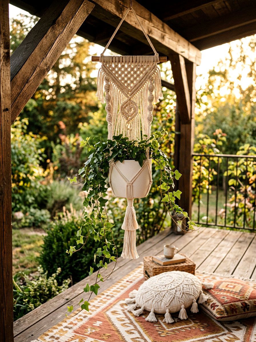 Hanging Macrame Plant Holder - 25 Spring DIY Planter Ideas