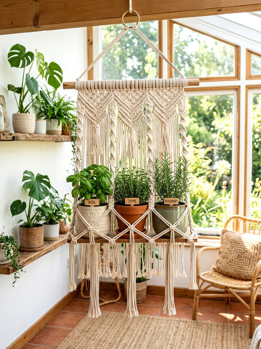 Hanging Macrame Planter - 25 Spring Herb Garden Decor Ideas