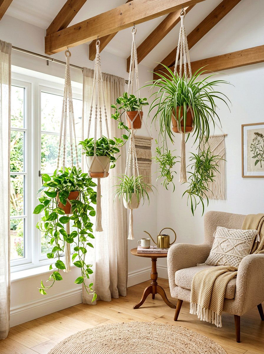 Hanging Macrame Planter - 25 Spring Indoor Garden Ideas