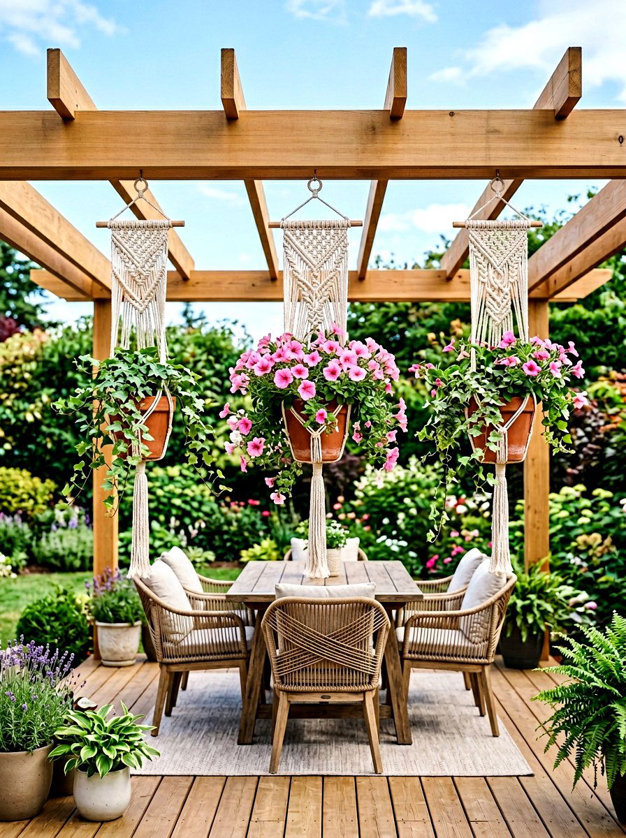 Hanging Macrame Planter - 25 Spring Garden Art Ideas