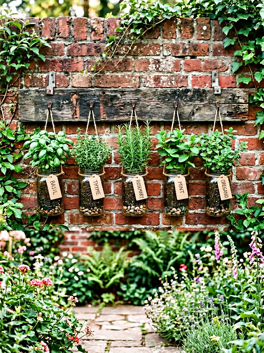 Hanging Mason Jar Garden - 25 Spring Herb Garden Decor Ideas