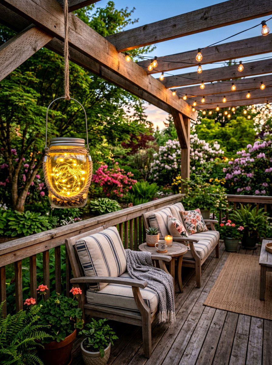 Hanging Mason Jar Lantern - 25 Spring Mason Jar Craft Ideas