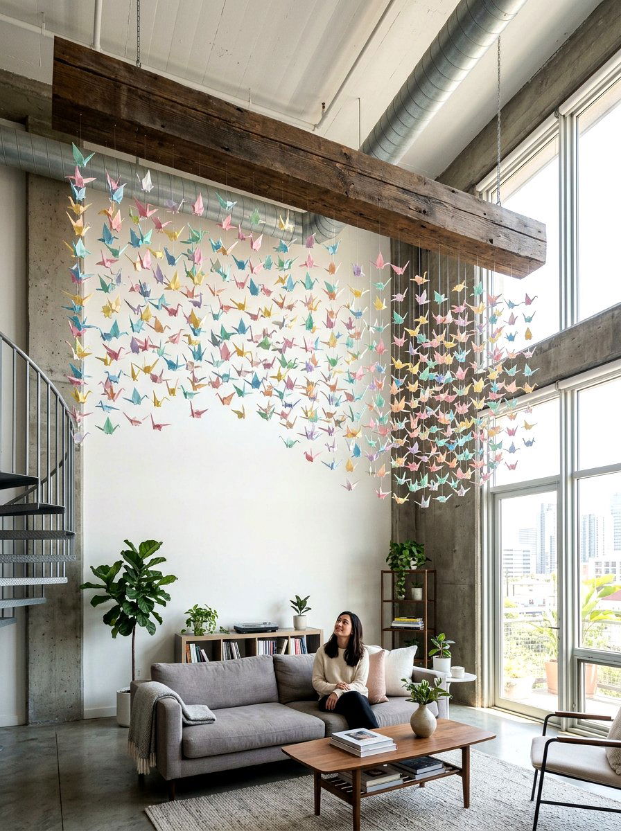 Hanging Paper Crane - 25 Spring Backdrop Ideas