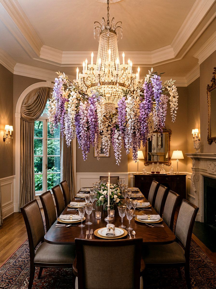 Hanging Paper Wisteria - 25 Spring Tissue Paper Decor Ideas