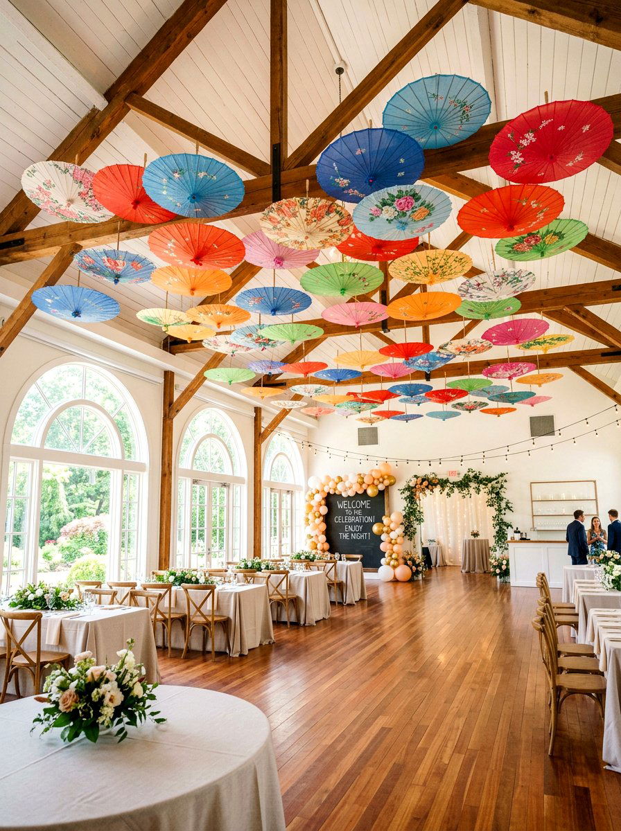 Hanging Parasol Decor - 25 Spring Tea Party Decor Ideas
