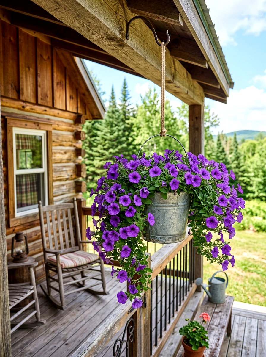 Hanging Petunia Basket - 25 Spring Galvanized Tub Planter Ideas