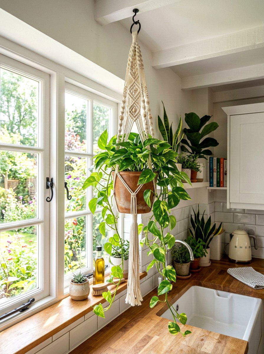 Hanging Plant Basket - 25 Spring Kitchen Decor Ideas