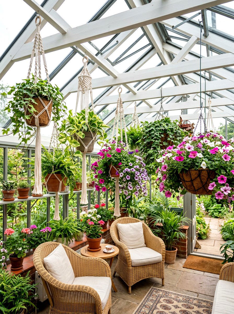 Hanging Plant Basket - 25 Spring Conservatory Decor Ideas