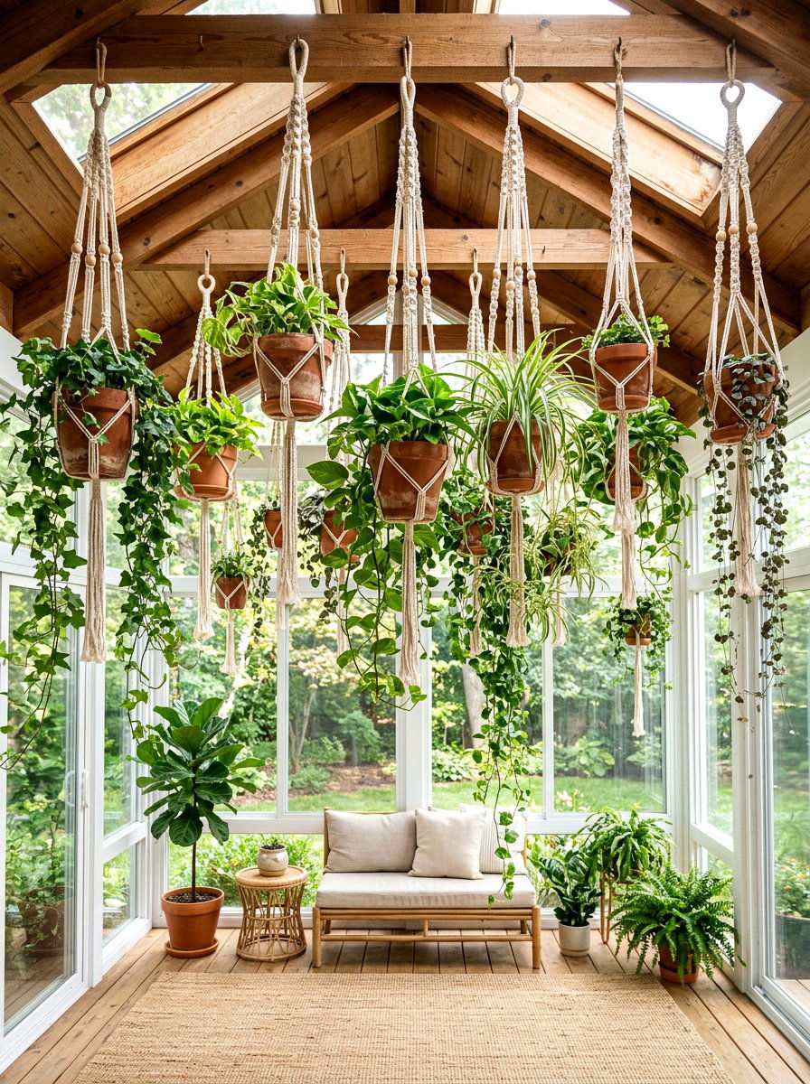 Hanging Planter Garden - 25 Spring Three Season Room Decor Ideas