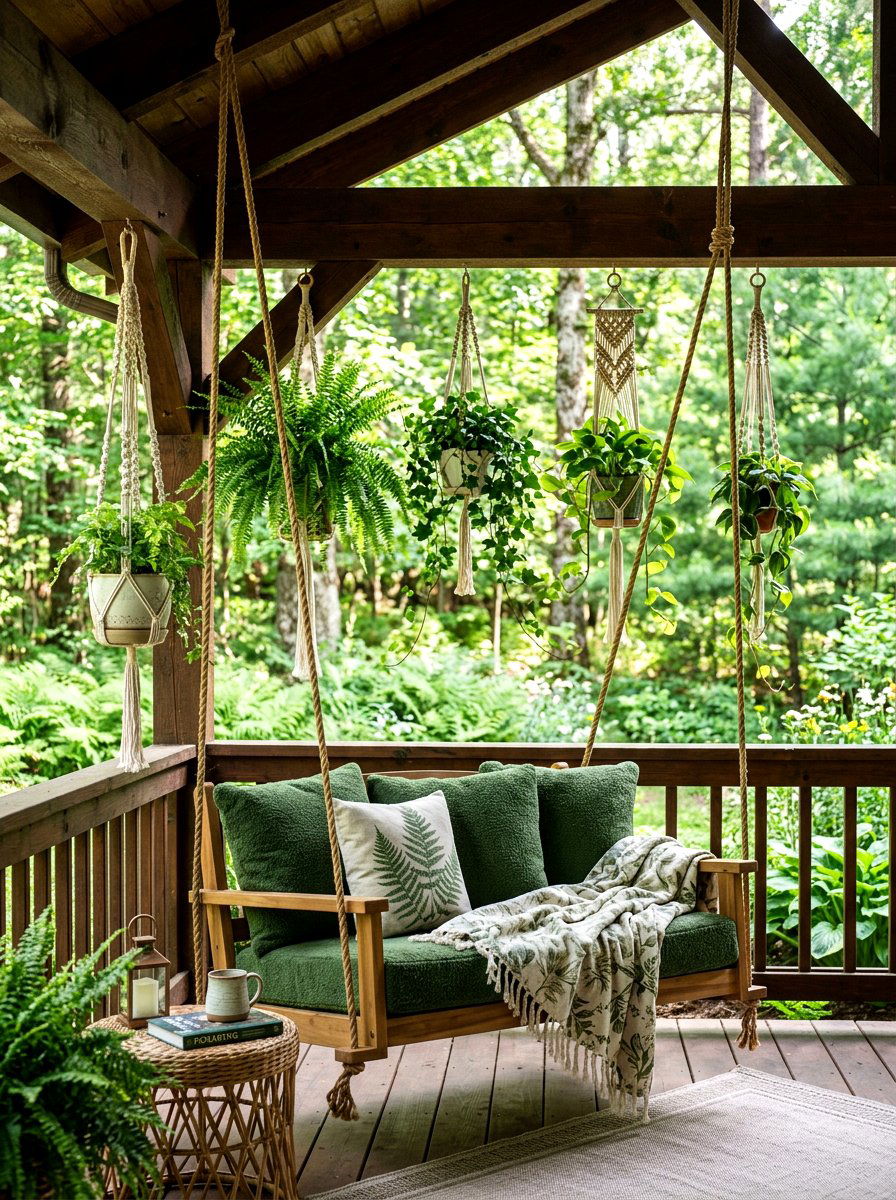 Hanging Planter Porch - 25 Spring Porch Swing Decor Ideas