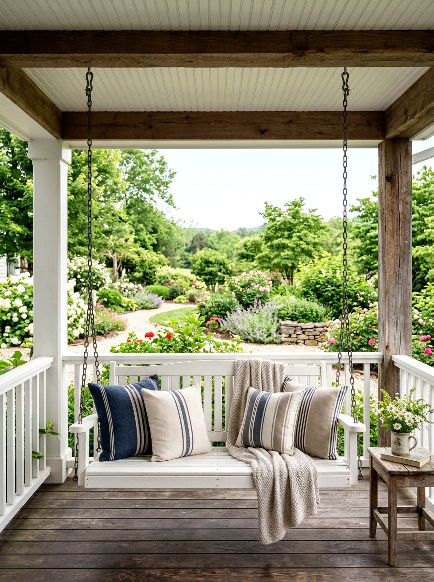 Hanging Porch Swing - 25 Spring Backyard Decor Ideas
