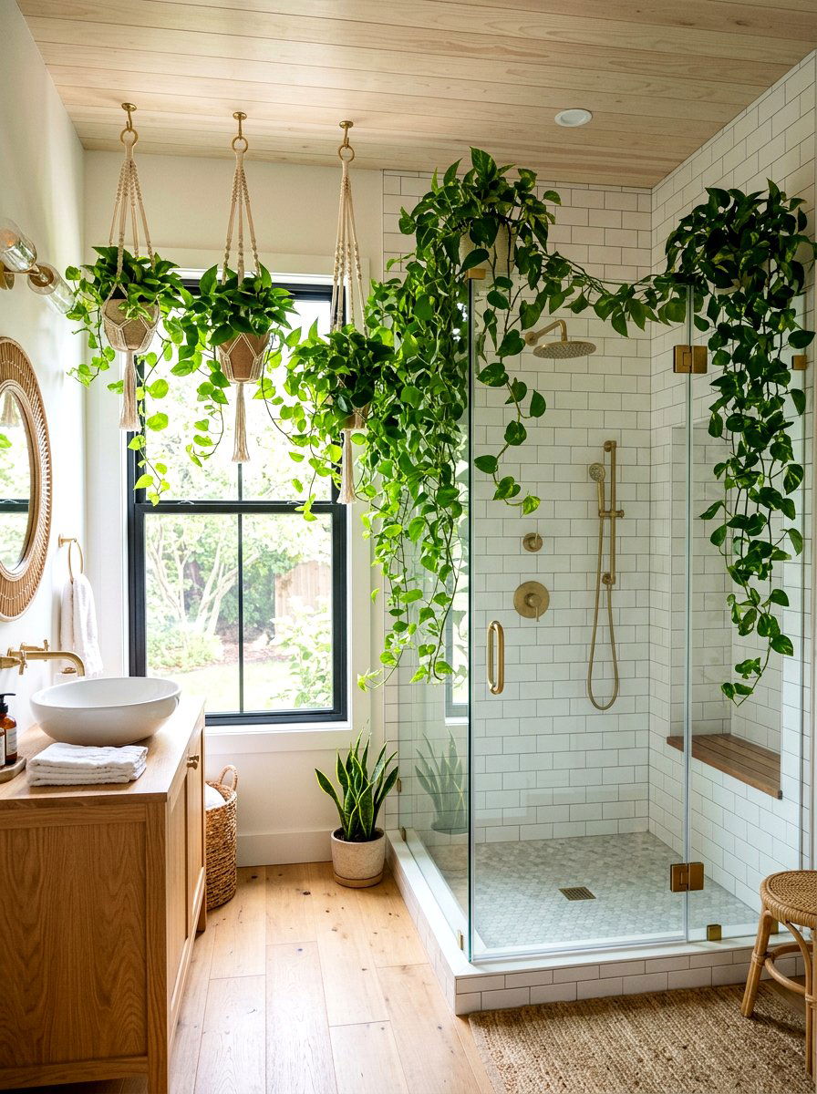 Hanging Pothos - 25 Spring Bathroom Plant Ideas