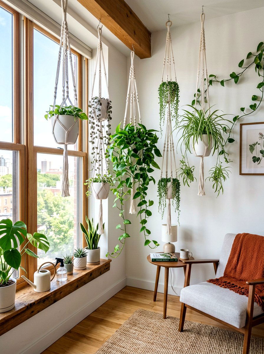 Hanging Pottery Planter - 25 Spring Pottery Decor Ideas