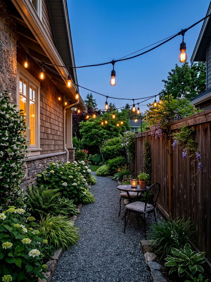 Hanging String Lights - 25 Spring Side Yard Decor Ideas