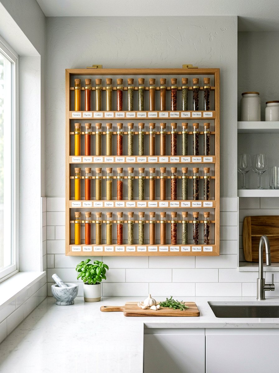 Hanging Test Tube Spice Display - 25 Spring Spice Rack Decor Ideas