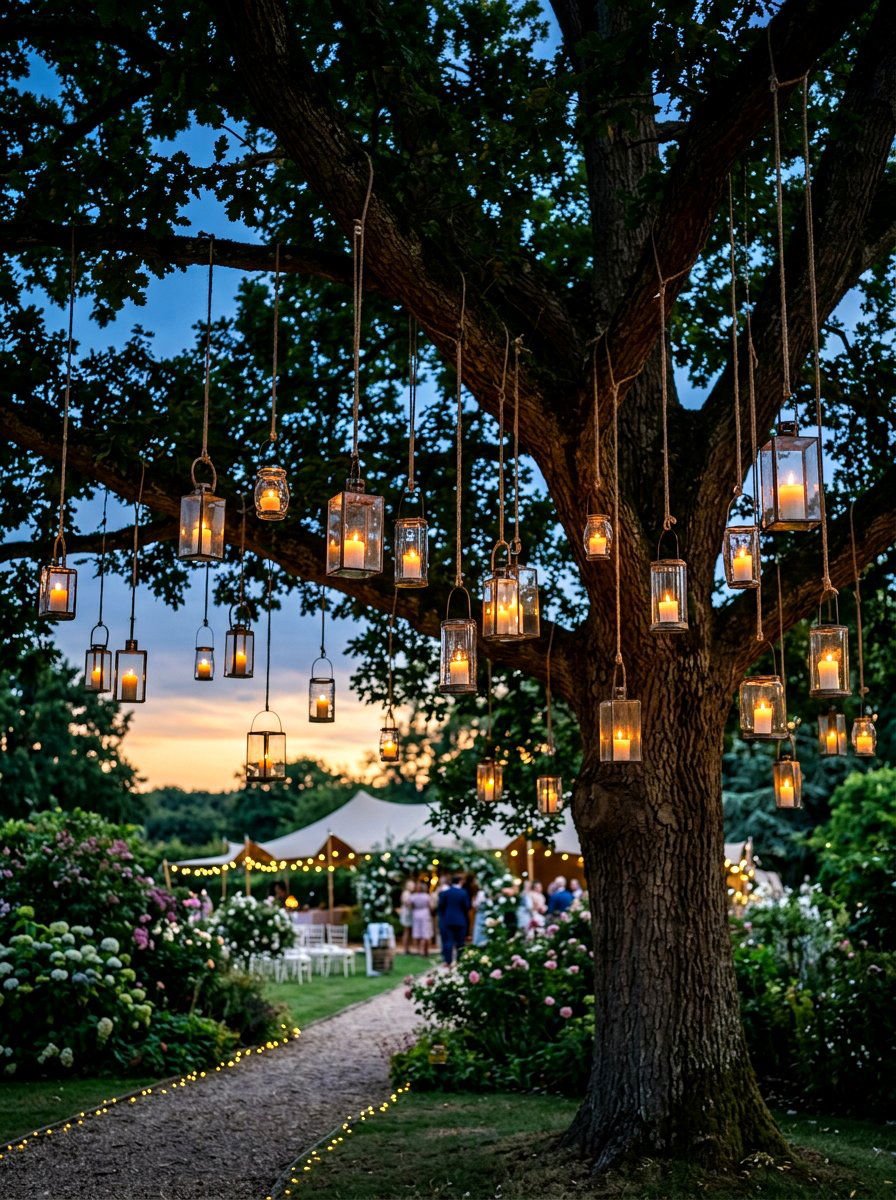Hanging Tree Lantern - 25 Spring Outdoor Wedding Decor Ideas