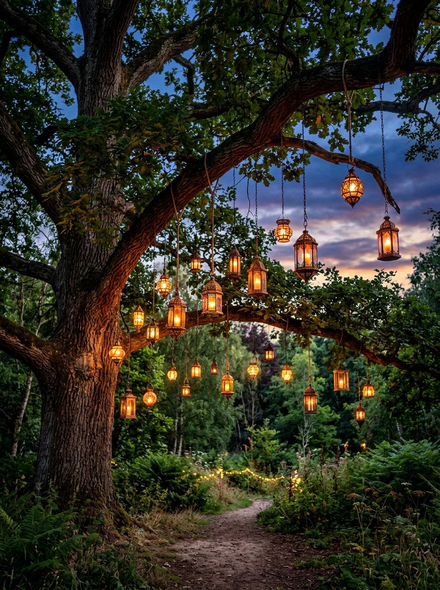 Hanging Tree Lanterns - 25 Spring Outdoor Lantern Ideas
