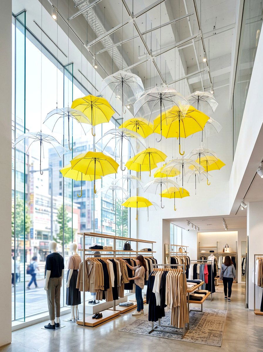 Hanging Umbrella Decor - 25 Spring Storefront Decor Ideas