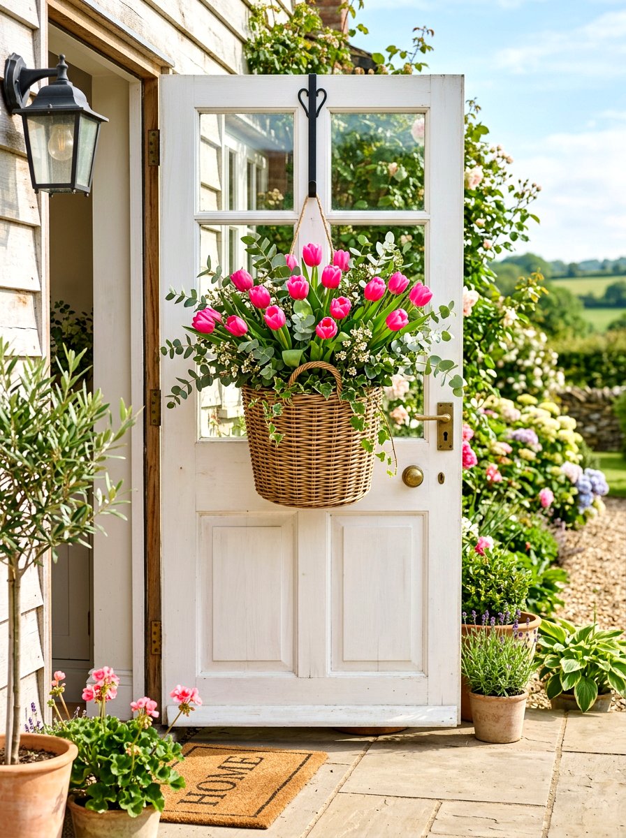 Hanging Wicker Basket Front Door - 25 Spring Wicker Basket Decor Ideas
