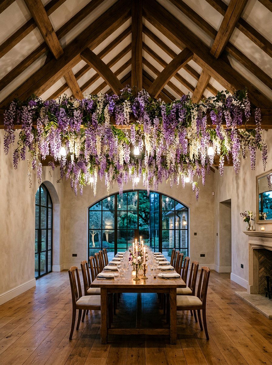 Hanging Wisteria Installation - 25 Spring Gender Reveal Decor Ideas