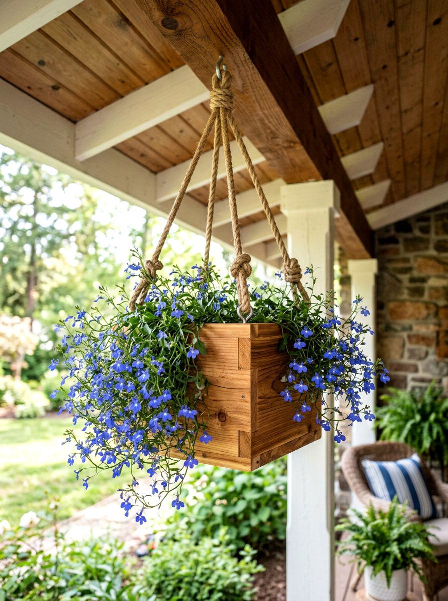 Hanging Wooden Flower Pot - 25 Spring Wooden Planter Ideas