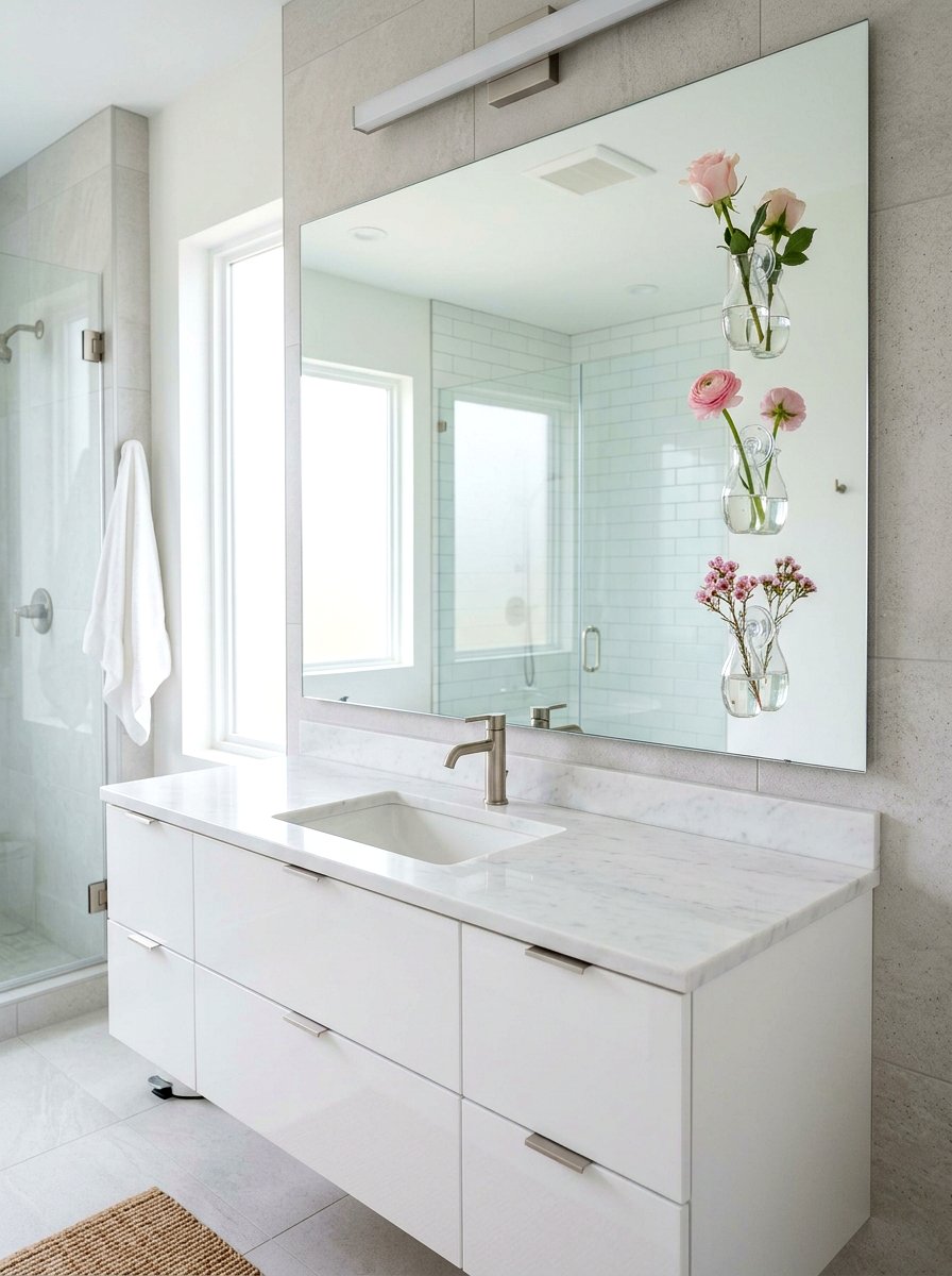 Hanging bud vases for mirror - 25 Spring Bathroom Mirror Decor Ideas