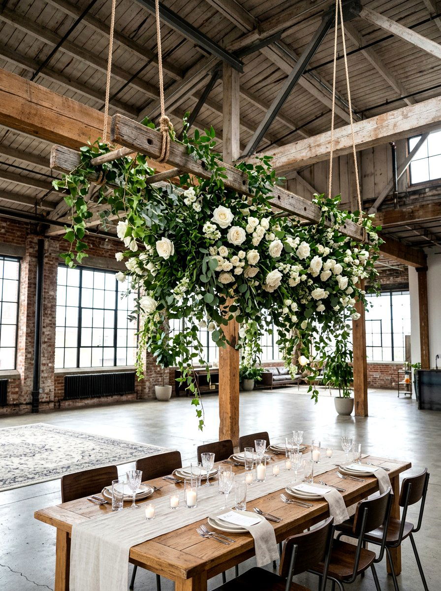 Hanging floral installation - 25 Spring Bridesmaid Luncheon Ideas