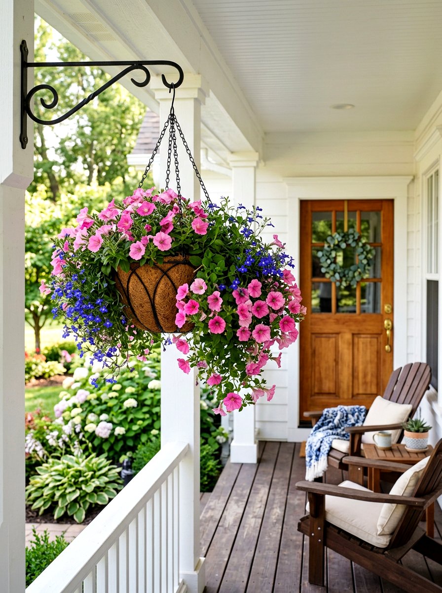 Hanging flower basket - 25 Spring Front Yard Decor Ideas