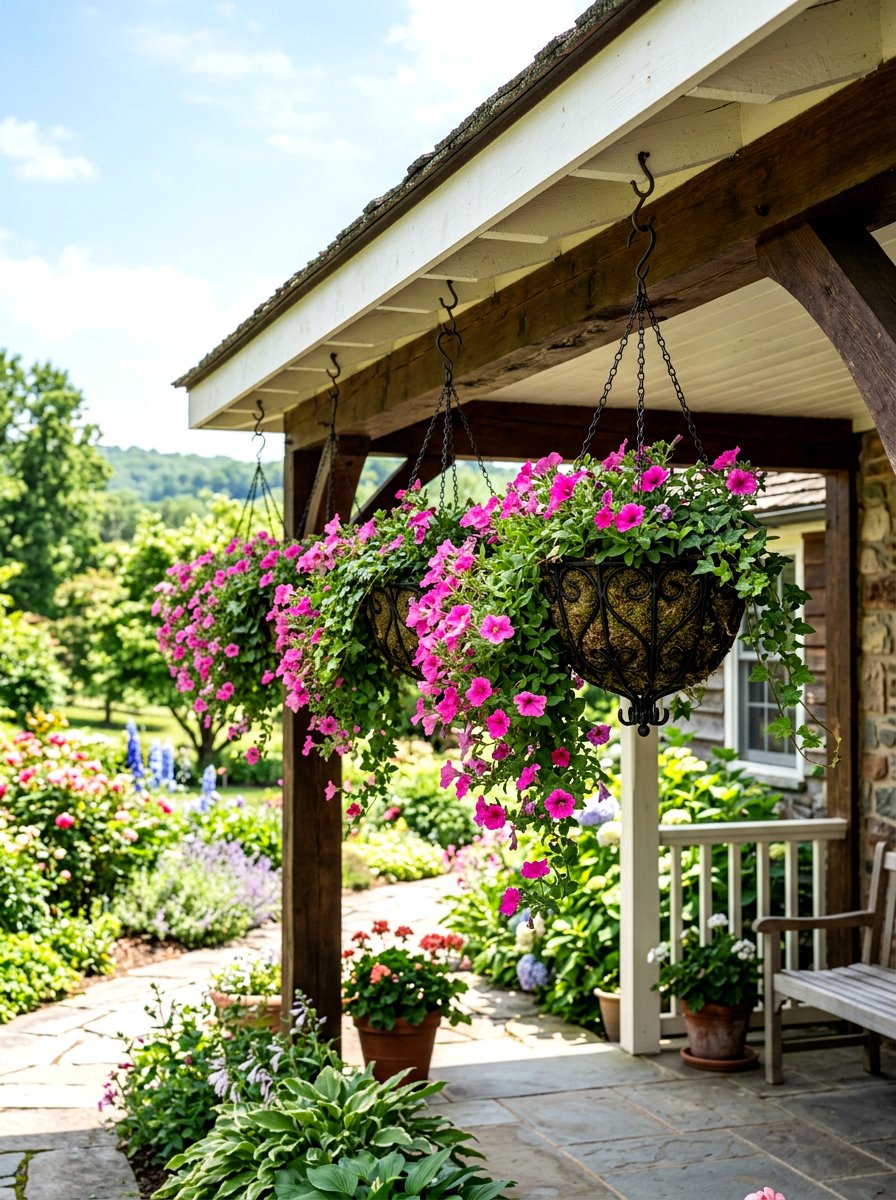 Hanging flower baskets - 25 Garden Spring Decor Ideas