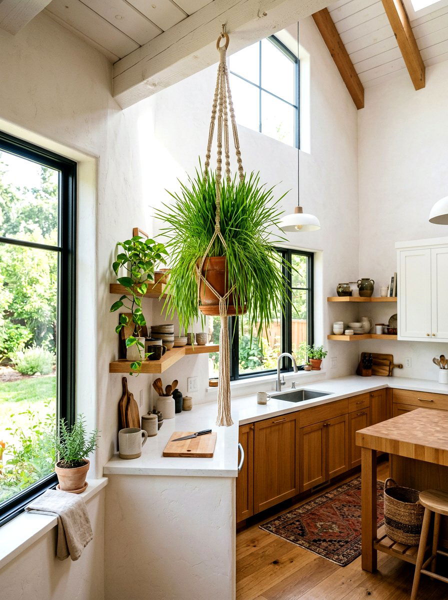 Hanging grass planter - 25 Spring Wheat Grass Decor Ideas