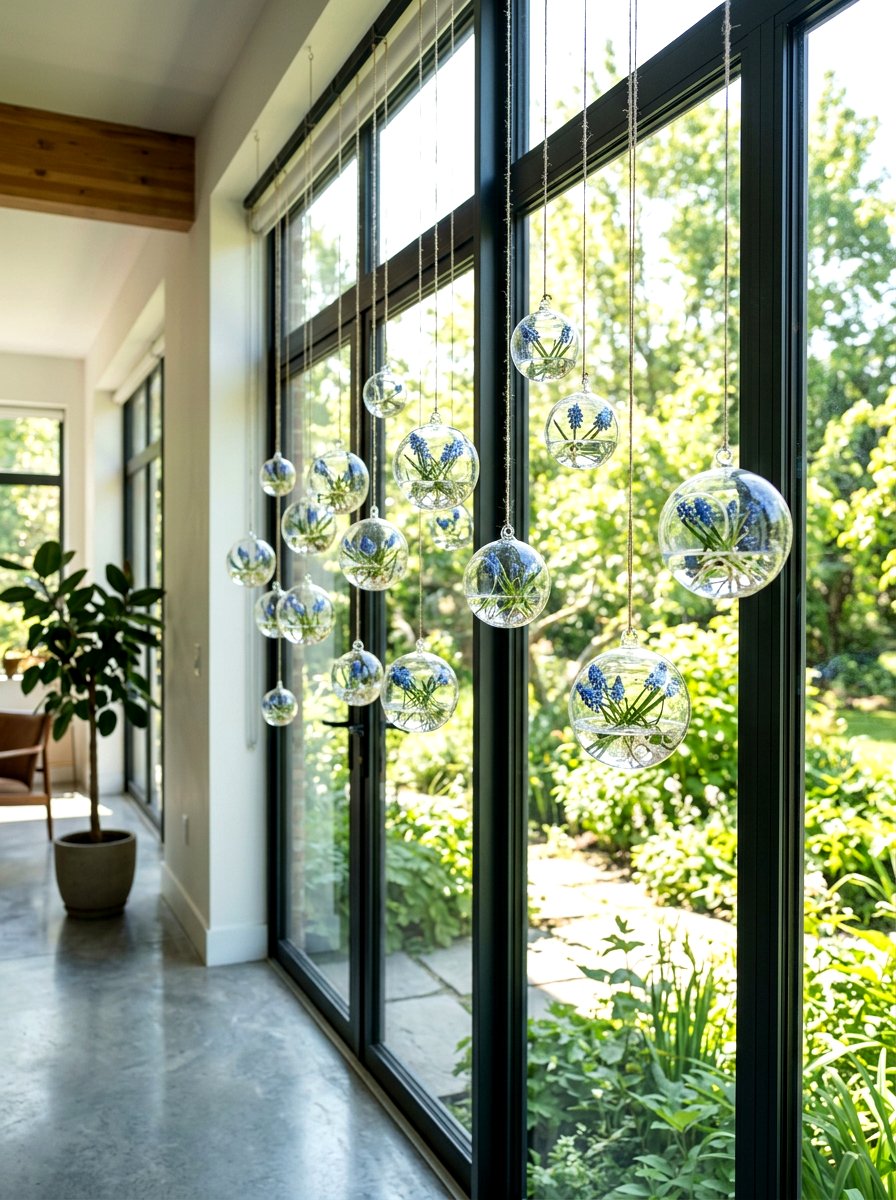 Hanging muscari glass globes - 25 Spring Muscari Arrangement Ideas