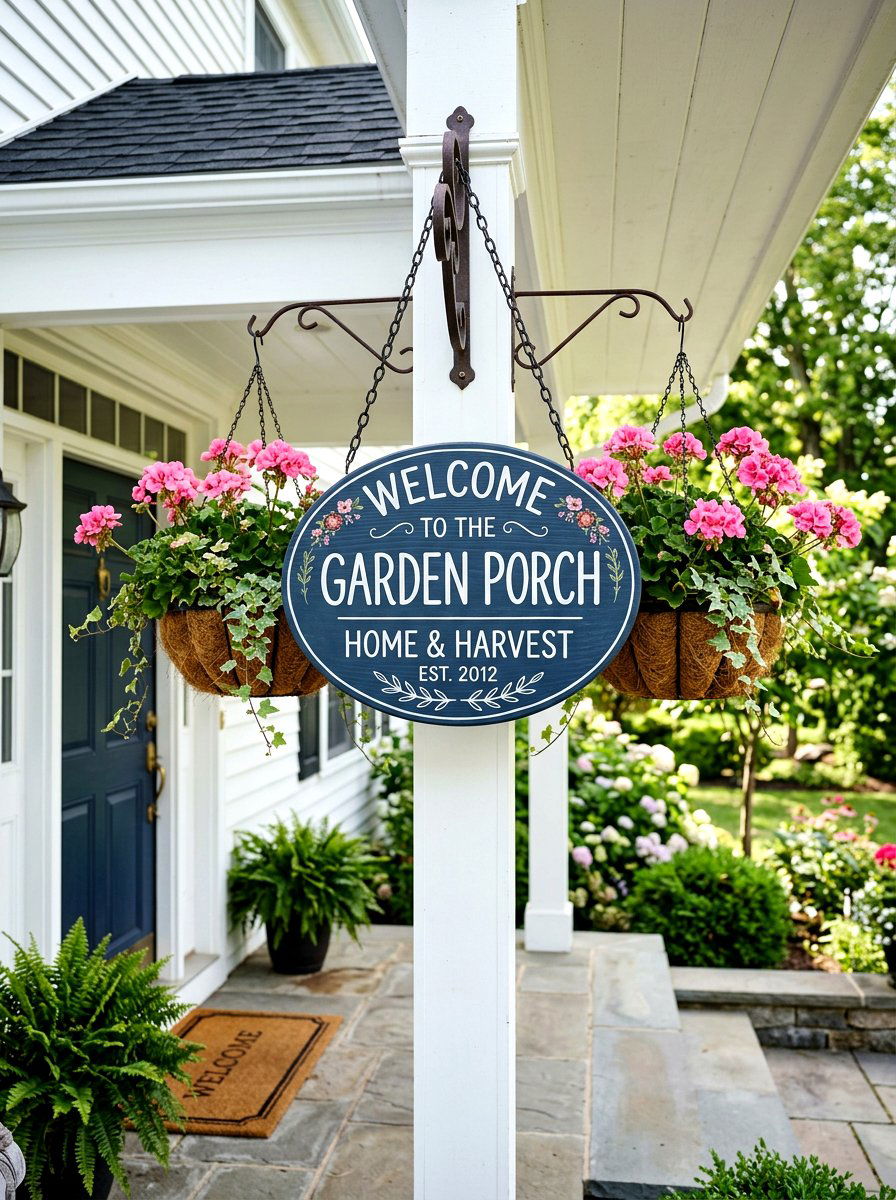 Hanging porch garden sign - 25 Spring Garden Sign Ideas