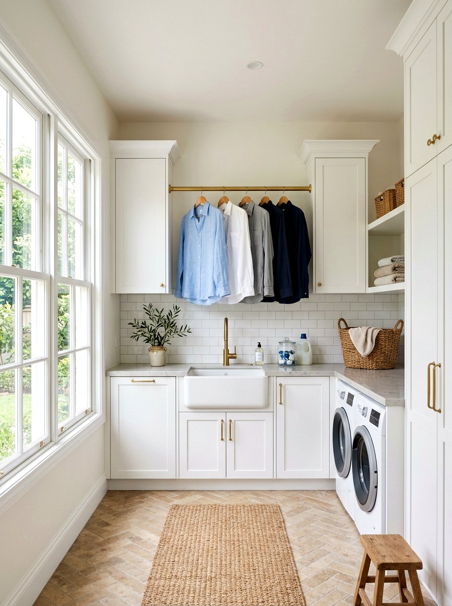 Hanging rod - 25 Spring Laundry Room Decor Ideas