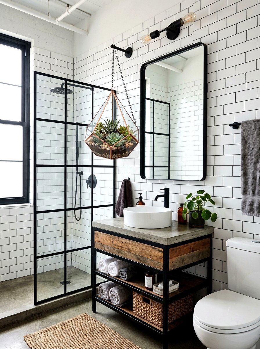 Hanging terrarium for bathroom - 25 Spring Bathroom Mirror Decor Ideas