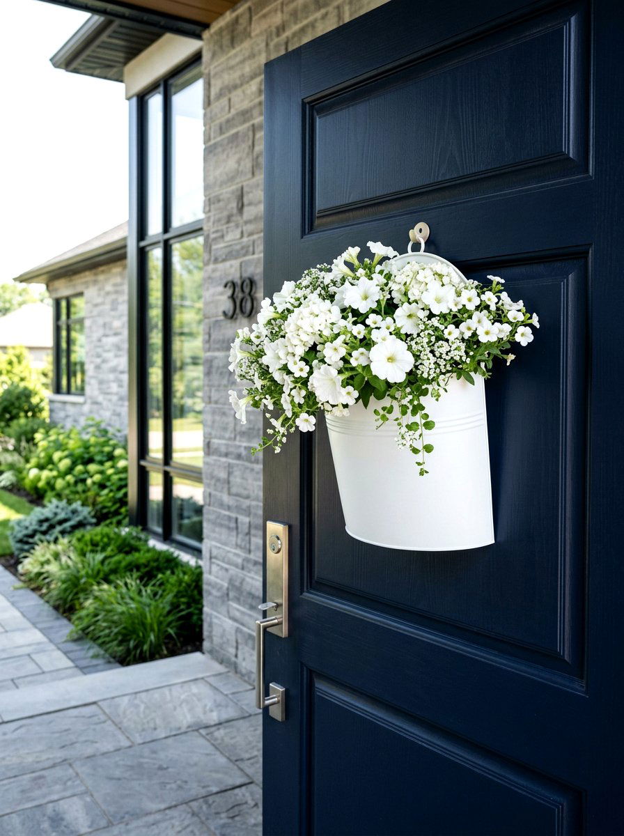 Hanging wall pocket bucket - 25 Spring Flower Bucket Door Ideas