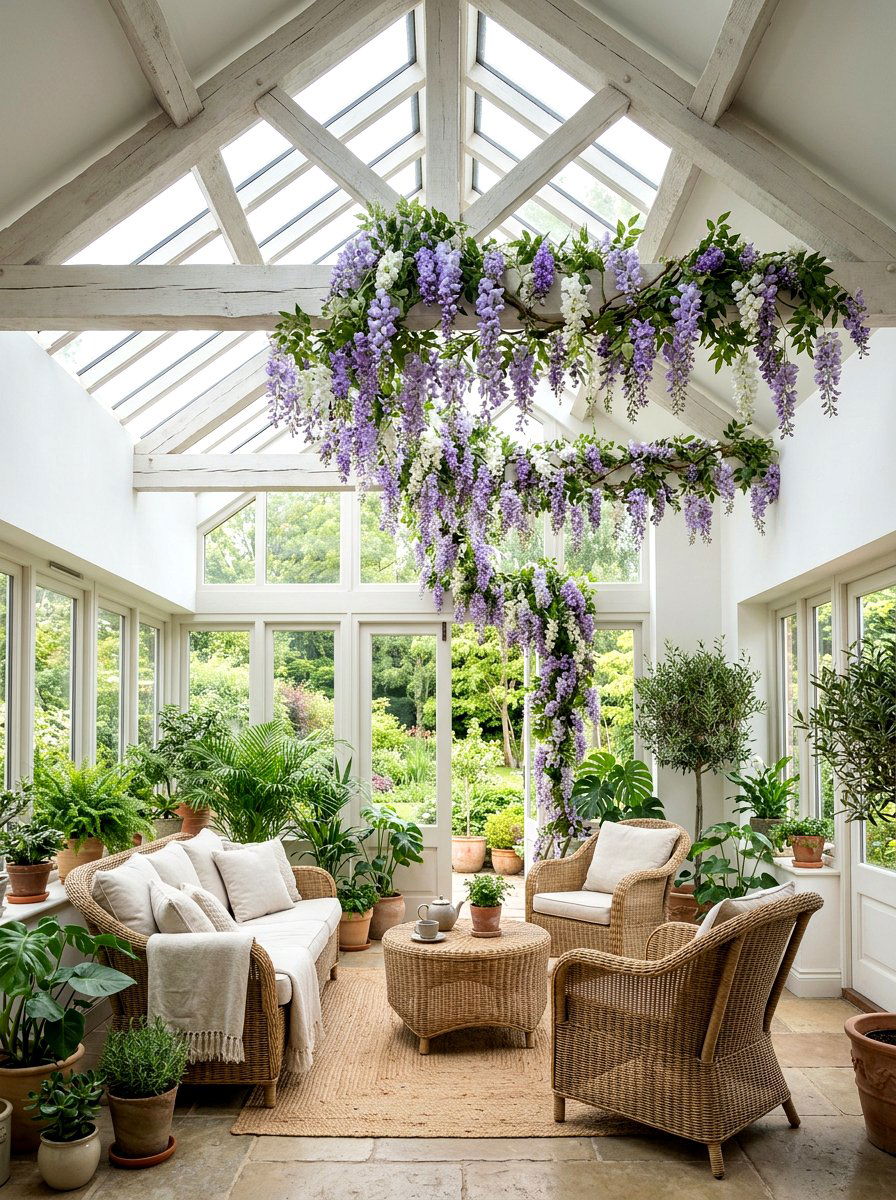 Hanging wisteria garland - 25 Spring Flower Garland Ideas