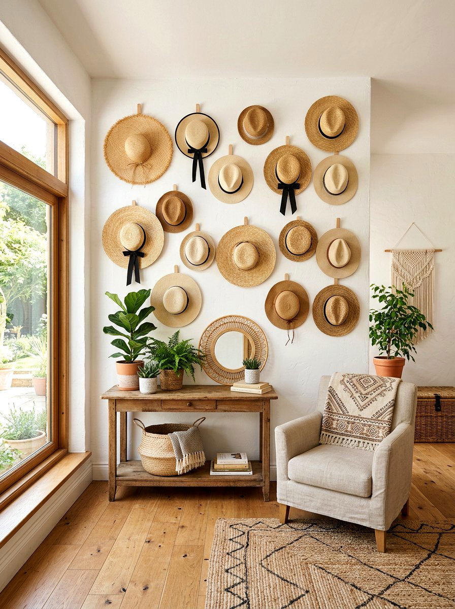 Hat Wall Display - 25 Spring Closet Refresh Ideas