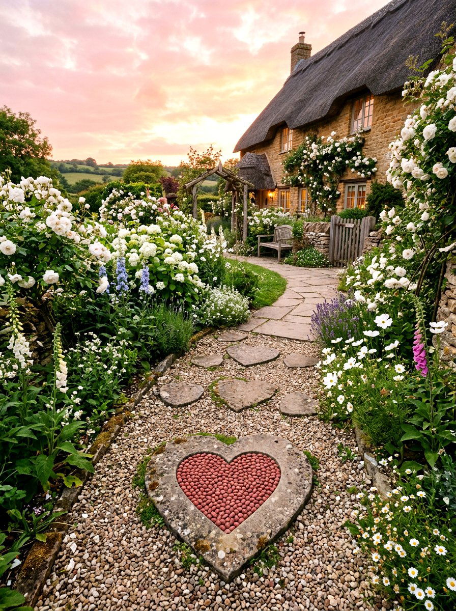 Heart Shaped Stepping Stone - 25 Spring Stepping Stone Decor Ideas