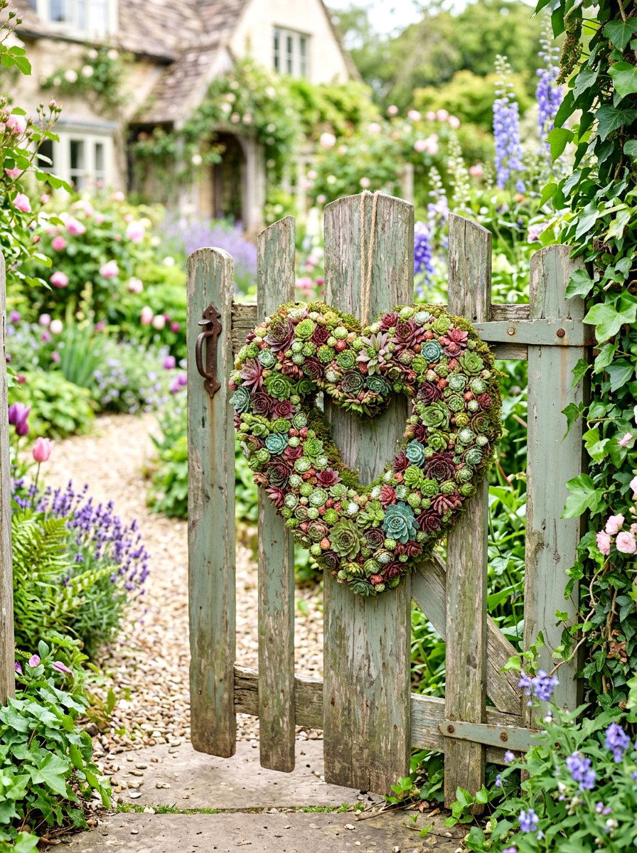 Heart Shaped Succulent Wreath - 25 Spring Succulent Wreath Ideas