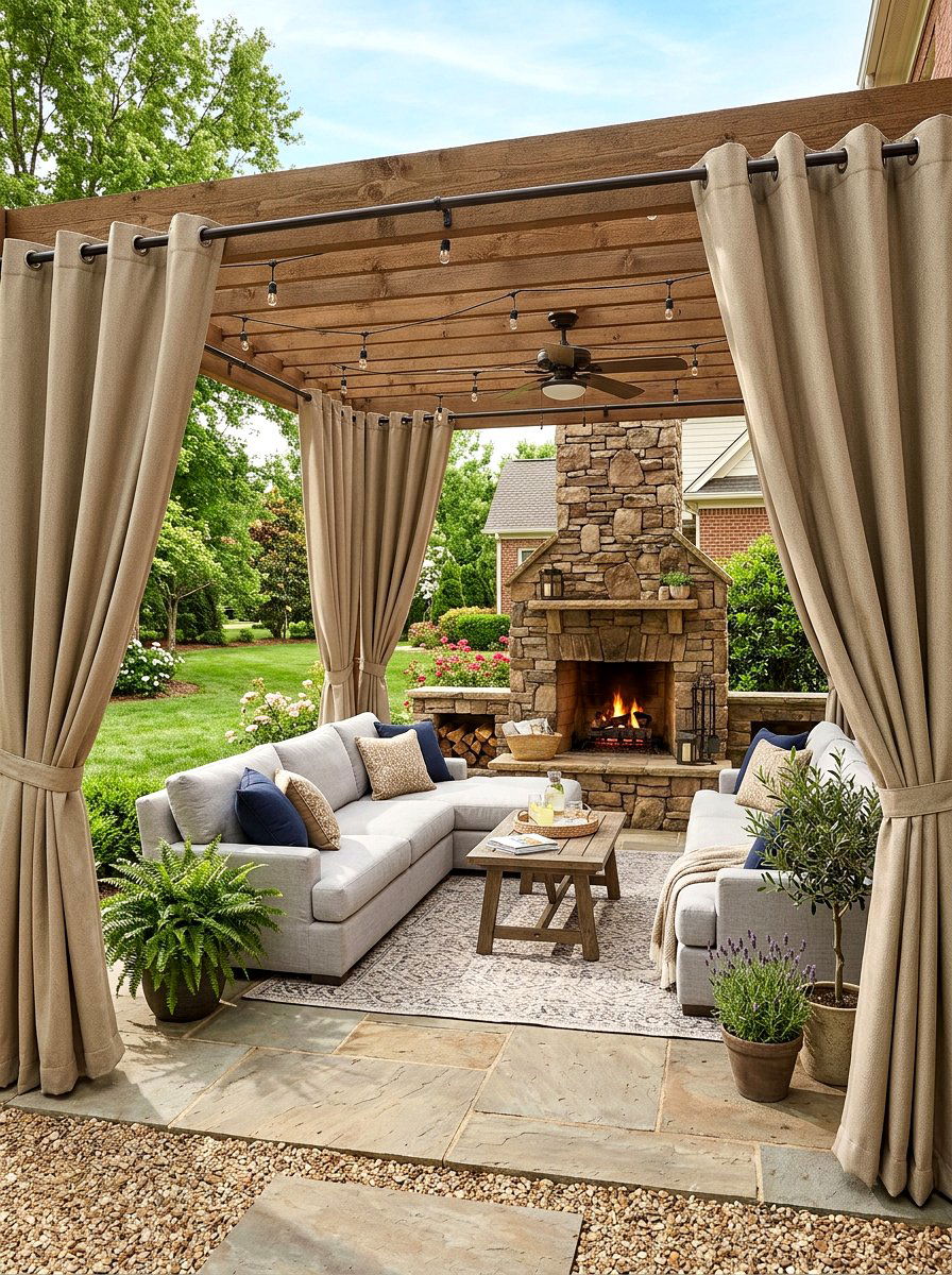 Heavy duty outdoor curtains - 25 Spring Outdoor Curtain Ideas