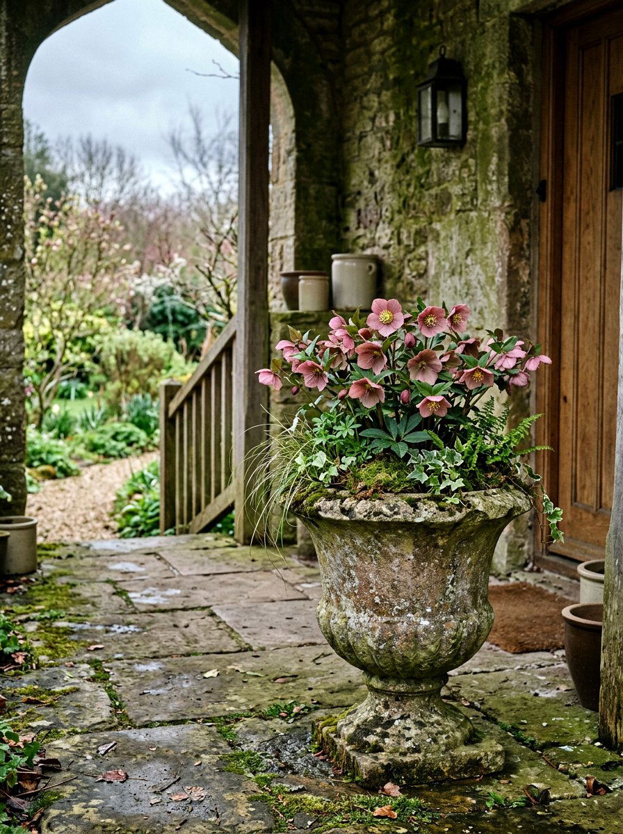 Hellebore Porch Urn - 25 Spring Porch Urn Ideas