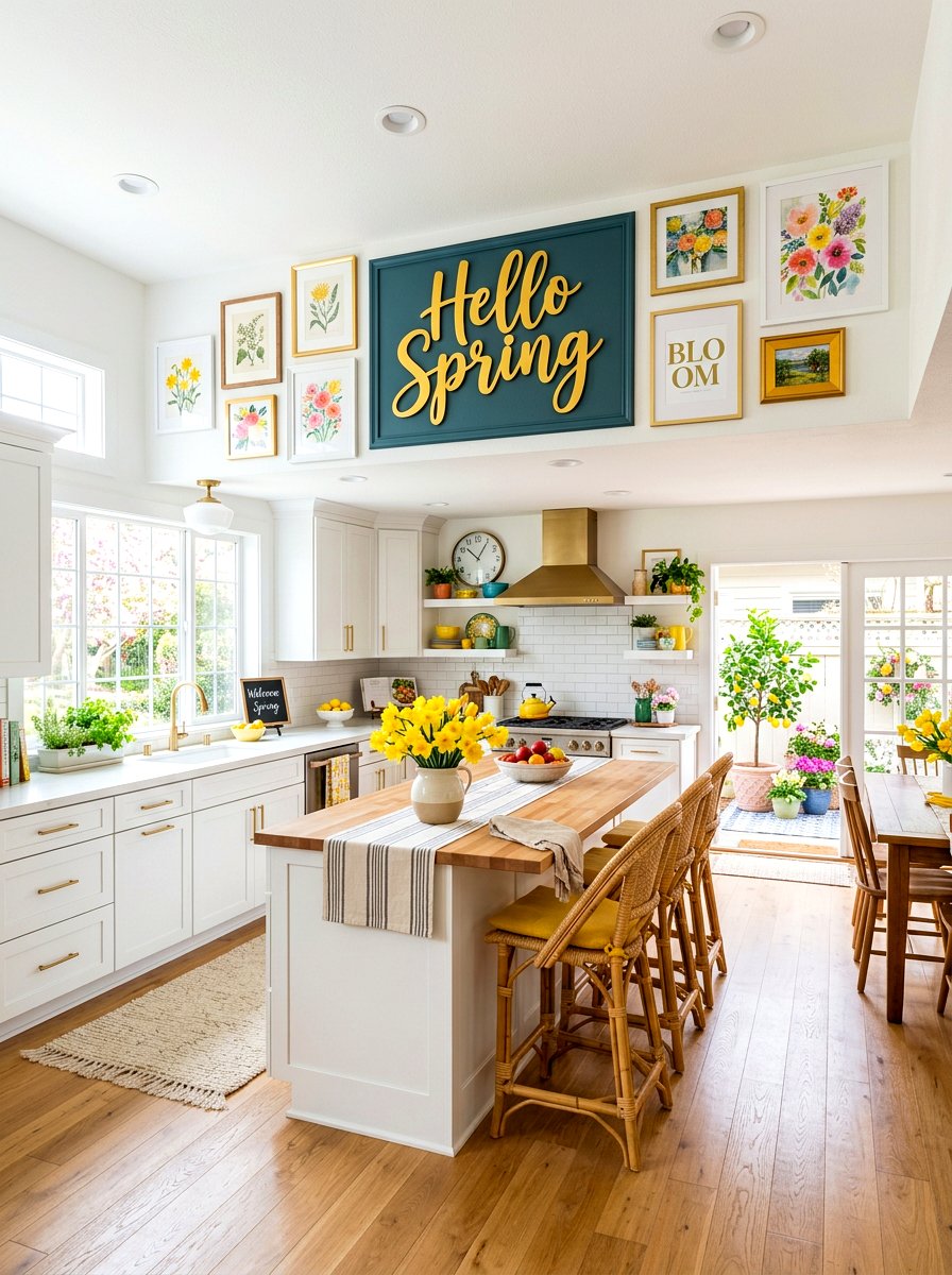 Hello Spring Kitchen - 25 Spring Kitchen Sign Ideas