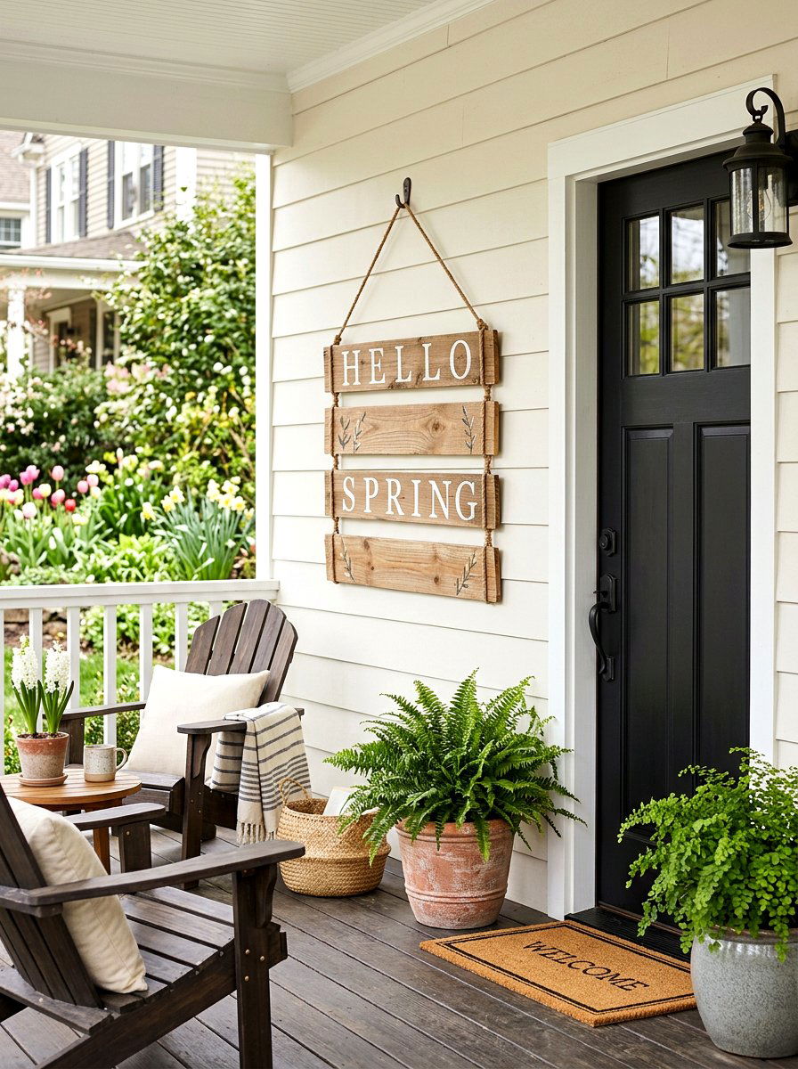 Hello Spring Wood Sign Banner - 25 Spring Banner Ideas