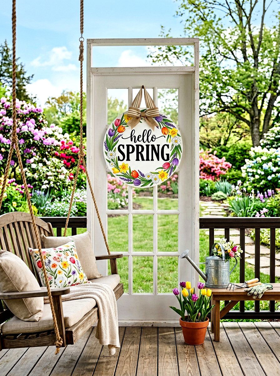 Hello spring sign - 25 Spring Door Hanger Ideas