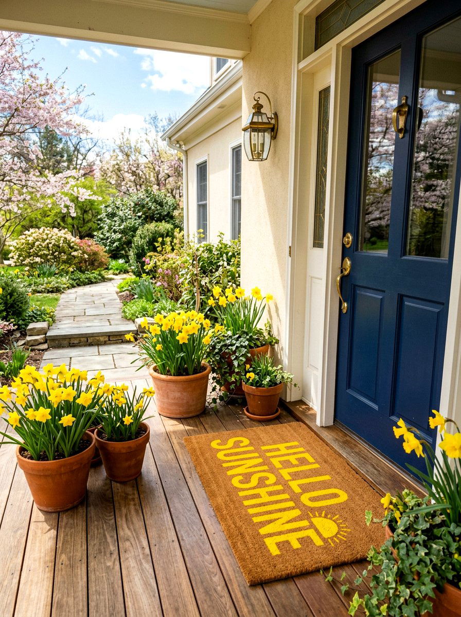 Hello sunshine porch mat - 25 Spring Welcome Mat Ideas