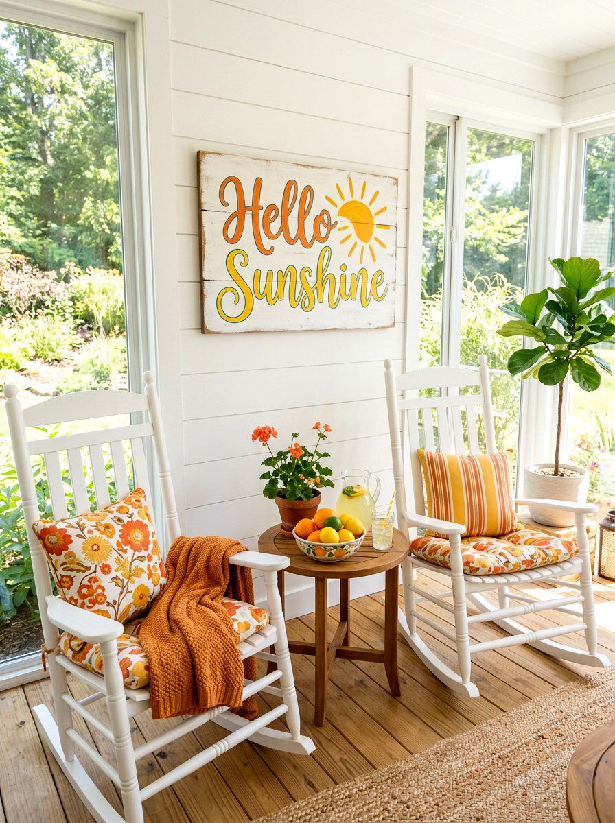 Hello sunshine wood sign - 25 Spring Porch Sign Ideas