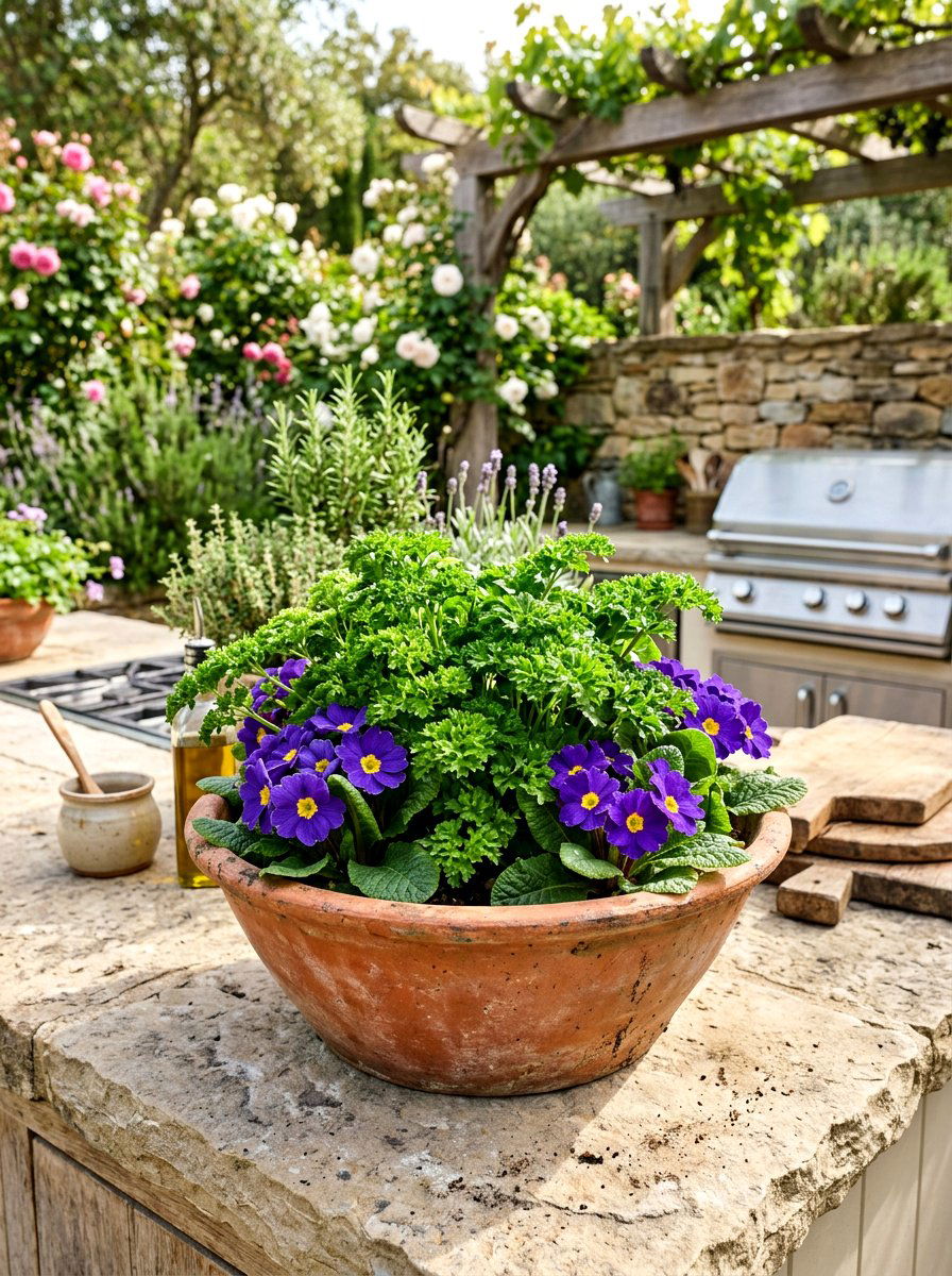 Herb And Primrose Mix - 25 Spring Primrose Planter Ideas