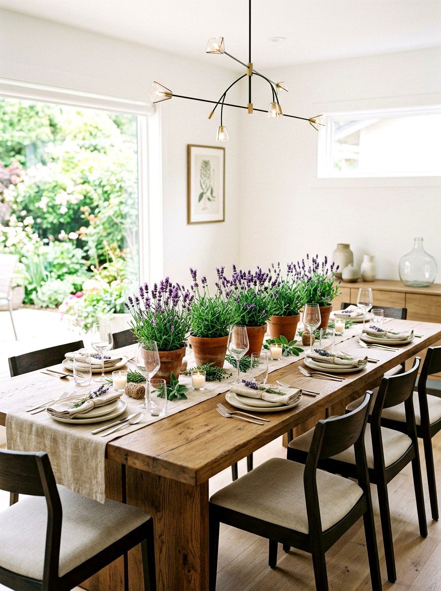 Herb Centerpiece Dining Table - 25 Spring Herb Decor Ideas