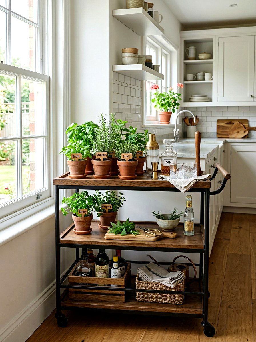Herb Garden Bar Cart - 25 Spring Bar Cart Styling Ideas